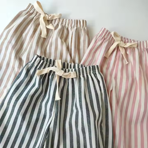 Niños pequeños Niñas Niños <span class=keywords><strong>Pantalones</strong></span> acampanados <span class=keywords><strong>Pantalones</strong></span> Raya Verano Niñas <span class=keywords><strong>Pantalones</strong></span> sueltos a rayas Casual Lace up Crawler - Product Image 2