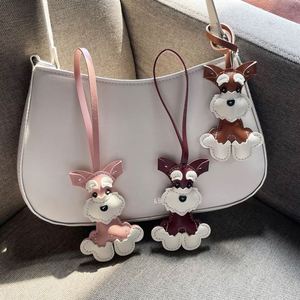 Hot Selling PU Leather Dog Pendant Luxury Designer Schnauzer Puppy Keychain Cartoon Animal Shape Pendant Dog <b>Bag</b> <b>Charm</b> - Product Image 3