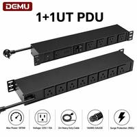 DEMU DMCN-1+1UT-U4-KxJqIs+U8 1U 19" Rack Mount PDU Protection contre les surtensions 12 prises US 15A 125V Compteur numérique LCD Certifié ETL