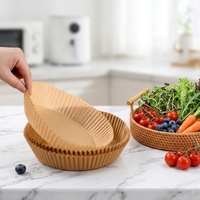 Papier de cuisson jetable en silicone de qualité alimentaire, enduit, anti-graisse, double face, grande taille, pour friteuse à air, cuisson, rôtissage, micro-ondes