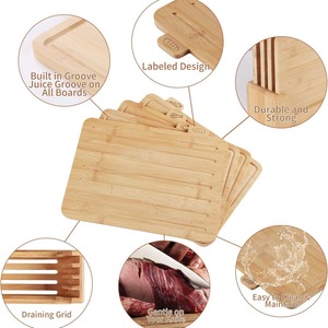 Juego de tablas de cortar de bambú Fiery Chef con soporte y diseño etiquetado para uso en la cocina - Product Image 4