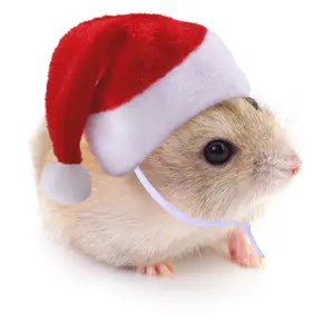 Рождественская Кепка с лентой для мелких животных, шляпа Санта-Клауса, кролик, хомяк, морская свинка, крыса, товары для домашних животных