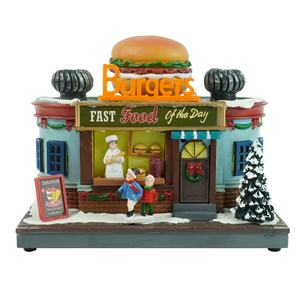 Escena Navideña Animada con Luces LED, Pueblo Navideño <span class=keywords><strong>Musical</strong></span> de Plástico con Hamburguesas en Movimiento - Product Image 5