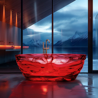 SICO Élégante Baignoire Moderne en Résine Style Ambre Écologique avec Vidange Central Portable et Autonome – Garantie 3 Ans