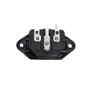 IEC60320 C14 connecteur industriel à angle <span class=keywords><strong>droit</strong></span> 3 broches borne PCB montée sur vis cuivre et Nylon 15A 250V prise d'entrée d'alimentation - Product Image 1