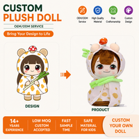 Peluche Fille Chibi Kawaii, Poupée en Coton Champignon, Yeux Brodés, Personnage de Dessin Animé Mignon, Cadeau, Logo Personnalisé, OEM ODM, Peluches Personnalisées