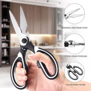 Heavy Duty Stainless Steel Serrated Edge Silver+Black Plastic Handle DIY Multifunction Professional <b>Kitchen</b> Seafood <b>Scissors</b> 1 - Product Image 2