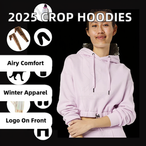 2025 sudaderas cortas transpirables hechas a medida para mujer estilo Streetwear con logotipo frontal cuello con capucha de invierno - Product Image 2