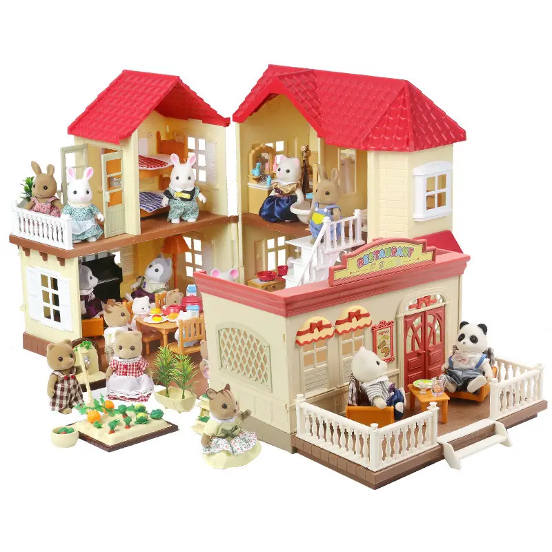 2022 China Manufacturer Forest Animals Family For Children Play House Toy Kids Pretend Play Doll House Furniture Toys