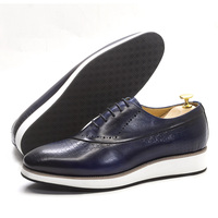 Nouveauté Mode 2023 Chaussures d'Été et d'Automne en Cuir Patiné Fait Main, Semelle Noire, Décontractées et Personnalisées en Cuir Véritable