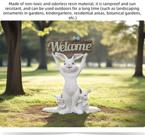 Décor de <span class=keywords><strong>jardin</strong></span> en résine personnalisable avec <span class=keywords><strong>des</strong></span> statues de lapin et de grenouille, panneaux d'accueil à l'extérieur de la cour/<span class=keywords><strong>jardin</strong></span>, art, cadeaux chaleureux - Product Image 6