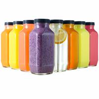 Bouteilles en verre carrées françaises de 8 oz, 12 oz, 16 oz, 250 ml, 350 ml, 500 ml avec bouchon à vis pour jus pressé à froid, lait, thé, smoothies, eau