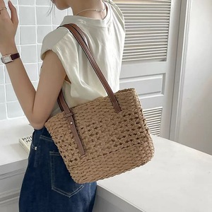 Sac fourre-tout tissé en paille bohème pour femme 2026, sac à bandoulière fait main avec poignées en cuir pour <span class=keywords><strong>la</strong></span> plage et les voyages, idéal pour l'été - Product Image 2