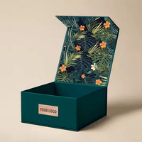 Boîte d'emballage en tissu pliante de haute qualité de fleurs d'impression personnalisée haut de gamme fermeture magnétique boîte rigide pliable à assemblage facile