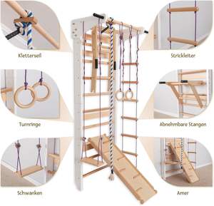 Barres murales en bois avec toboggan et <span class=keywords><strong>balançoire</strong></span>, structure d'escalade intérieure pour enfants et adultes, support de rangement mural pour salle de sport - Product Image 4