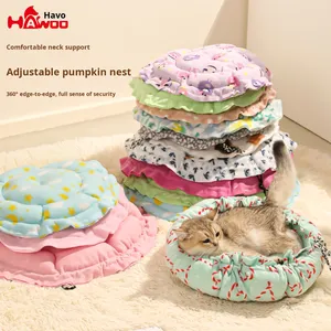 Ayarlanabilir İpli kabak evcil hayvan kulubesi her mevsim kalınlaşmış çevre dostu köpekler için uyku pedi kış sıcak peluş kulübesi - Product Image 3