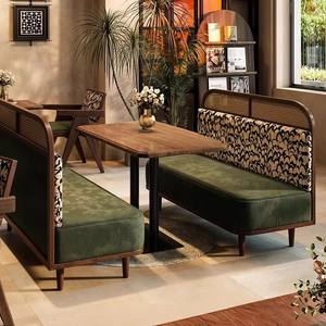 Respaldo de ratán Sofá Asiento Café Tienda de té de la leche Mesas y sillas de madera maciza <span class=keywords><strong>Casa</strong></span> de té West Restaurant Bar Asientos comerciales - Product Image 1