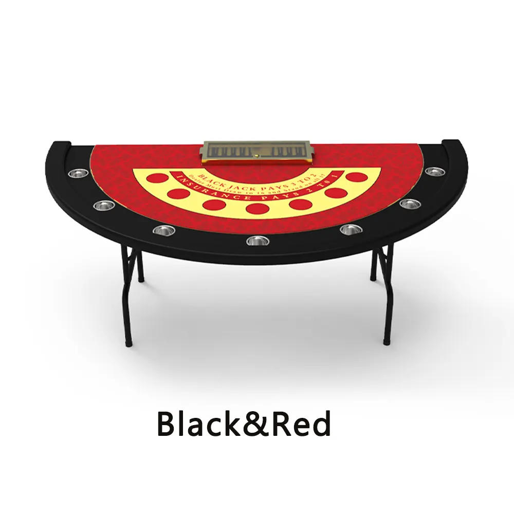 Prezzo all'ingrosso di fabbrica di alta qualità Black Jack Half Round Poker Table pieghevole personalizzato Texas Poker Poker Table per casinò