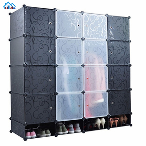 Armoire modulaire portable <span class=keywords><strong>pas</strong></span> chère, 12 cubes, noire avec porte blanche, boîte <span class=keywords><strong>de</strong></span> <span class=keywords><strong>rangement</strong></span> en plastique - Product Image 2