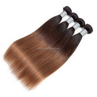 HW01-43 Vente en gros d'extensions de cheveux à cuticules alignées, tricolores dégradées, en cheveux humains vierges, qualité tissage, lisses et soyeux, grade 10A, 1 pièce