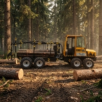 Chargeur forestier HAIJU pour le chargement de bois de forêt avec grue hydraulique et grappin, pompe à piston italienne