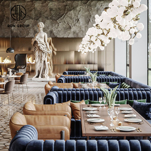Asientos de sofá de terciopelo en forma de U de lujo, juegos de sillas de mesa de madera personalizados para cafeterías comerciales, hoteles, restaurantes para uso en cafeterías - Product Image 1