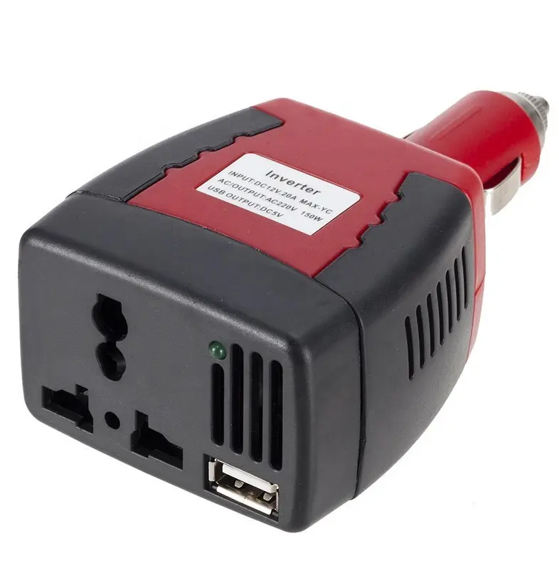 Màu đen có thể sạc lại pin điện thoại di động sạc USB ngân hàng điện 150W xe biến tần 12V