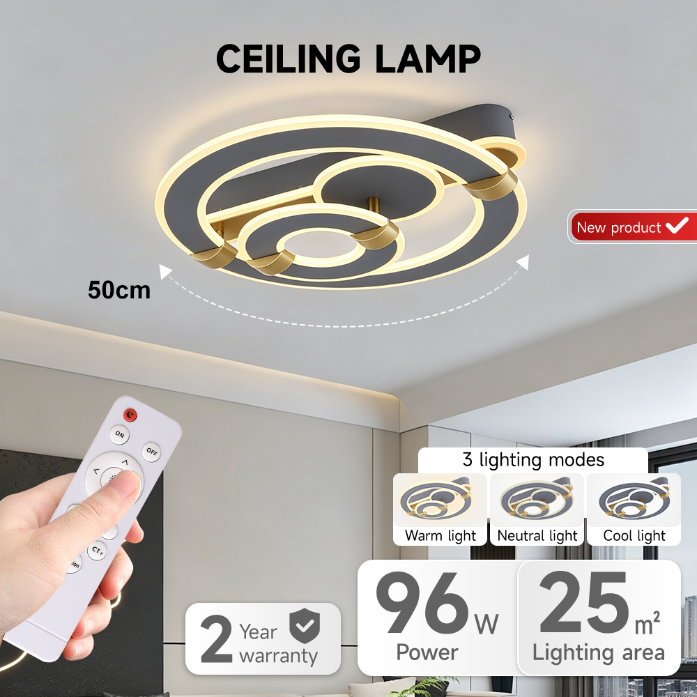Customizable Indoor Ceiling Lamp Modern Living Room Bedroom Acrylic 96W Remote Control Dimming Smart Led Ceiling Light