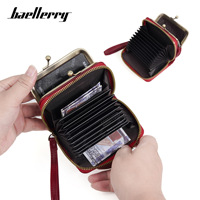 Dompet Wanita Kulit PU RFID Baellerry Merek Terkenal, Dompet Pendek Mini Kulit dengan Resleting, Tempat Kartu, dan Kantong Koin