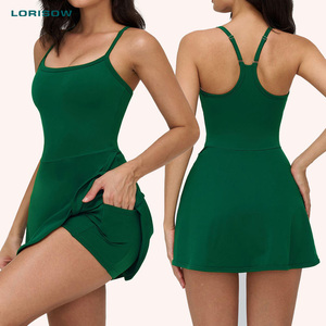 Robe de tennis 2-en-1 personnalisable avec logo pour femme, ensemble jupe de tennis grande taille en tissu Spandex/Nylon à séchage rapide - Product Image 1