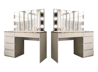 Table de toilette moderne en bois avec miroir et éclairage LED, tiroirs pour chambre et hôtel