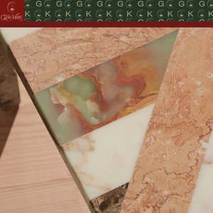 Mesa de Centro de Mármol GOLDKING, Multicolor, con Diseño Geométrico Moderno, para Sala de Estar, Piedra Natural Pulida Personalizada - Product Image 5