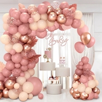 Kit d'arche de guirlande de ballons rose crème or rose, ballons confettis or rose pour la 1ère anniversaire d'une petite fille, décoration de fête de baby shower