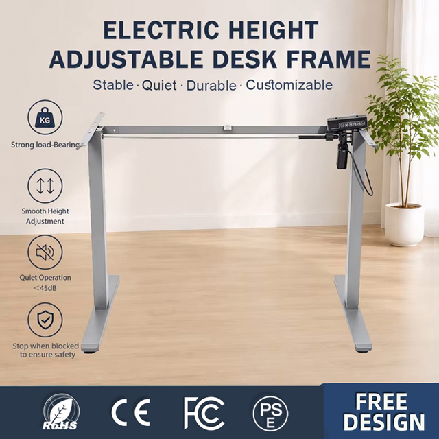 Rohs CE Certified Corporate Office Furniture 2 Leg Standing Desk Quick Assembly Ultra-Quiet Electric Standing Desk Frame