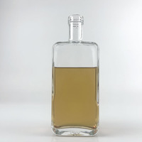 750ml Rectangulaire Plat Oblat Grand Verre Vodka Whisky Tequila Brandy clair Bouteilles en verre vides