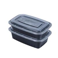 Conteneur alimentaire rectangulaire noir jetable en plastique PP de 1000 ml pour la vente en gros, idéal pour la préparation de repas à emporter en restaurant
