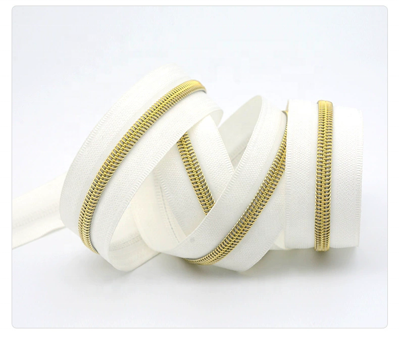 5 #8 #10 # застежка-молния с завода, высокое качество, на заказ, пластиковая нейлоновая застежка-молния, позолоченные зубья, рулон для куртки и сумки