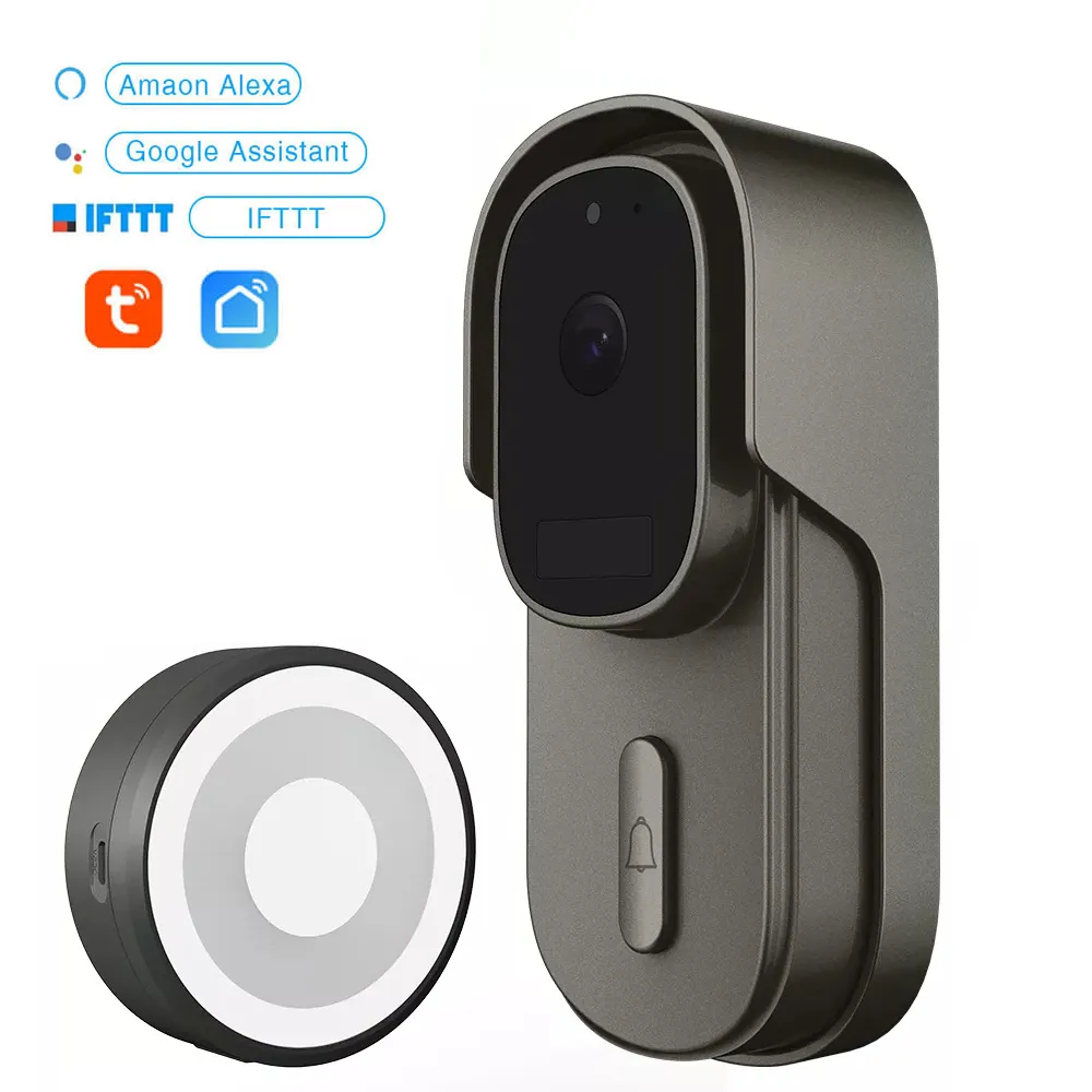 Tuya Video campanello WiFi campanello per porta cablato senza fili DC AC alimentato a batteria 1080P 2MP Pixel supporto impermeabile Alexa Google