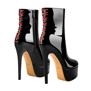 Bottines à plateforme à talon aiguille et bout haut. Cuir verni élégant et confortable. Événements d'été. Allonge les jambes. S'accorder parfaitement. Mise à niveau - Product Image 2