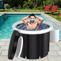 Großhandel Moderne Faltbare Aufblasbare PVC Schwarze Badewanne Outdoor Fassförmige Tragbare Wanne Kaltwasserbecken Spa Whirlpool Eis-Villa Badezimmer