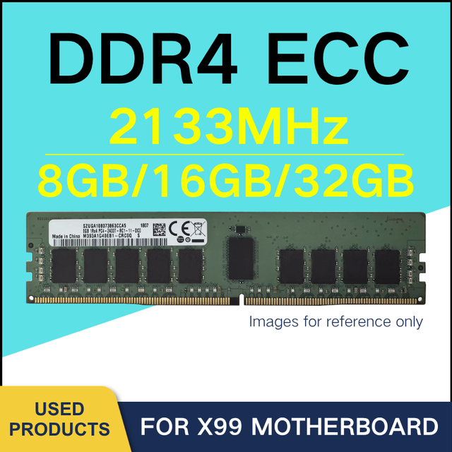 Used Desktop ECC DDR4 2133MHz RDIMM LRDIMM 8GB 16GB 32GB RAM for PC X99 Server Memory Modules DDR4 ECC RAM