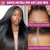250% Kinky Straight Perruque Sans Colle Prêt à Porter et Aller 13x6 Hd Yaki Droite Dentelle Avant Perruques de Cheveux Humains pour les Femmes 30 36 Pouces