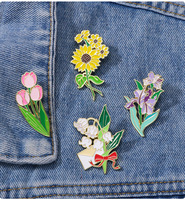 Broche en métal en alliage de zinc plaqué nickel noir, motif fleur UV personnalisable, design ange et fruit, pour vêtements féminins et étudiants