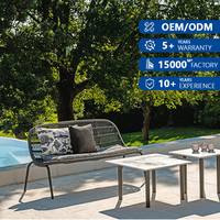 Ensemble de mobilier de jardin de luxe en rotin PE, résistant aux intempéries, avec canapés profonds et élégants pour terrasse moderne