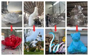 Dış Mekan Büyük Paslanmaz Çelik Işıklı Ayı Heykeli Gerçek Boyutta Paslanmaz Çelik Hayvan Heykeli - Product Image 6