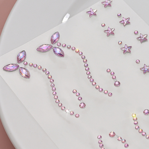 Autocollant de <span class=keywords><strong>visage</strong></span> en cristal rose brillant, motif papillon et étoile, imperméable, auto-adhésif, décoration de maquillage pour Rave et Cosplay - Product Image 2