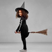 Nuevo Sombrero de Bruja Negro de Tela para Halloween, Accesorio de Disfraz, Cosplay para Adultos, Artículos para Fiestas