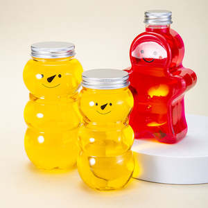 Personalizable 350ml 500ml Botellas de agua para mascotas Tapa de aluminio Forma de oso lindo Botellas de jugo de fruta de plástico - Product Image 5