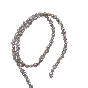 ไข่มุกน้ำจืดธรรมชาติทรงบาร็อค ขนาด 3-4 มม. สีเทา รูเจาะแนวนอนสองด้าน สำหรับทำสร้อยคอแบบกึ่งสำเร็จรูป DIY - Product Image 5