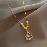 Kalung Fashion Perhiasan Liontin Berlian Bergelombang Rantai Kalung Baja Tahan Karat